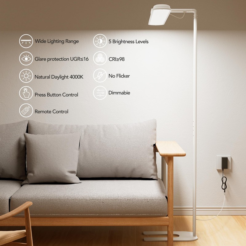 XEBKOR Eye-Caring LED Floor Lamp,63'' Dimmable Timing Standing Light with