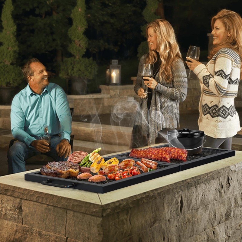 only fire Foldable X-Marks Fire Pit Cooking Grate, Portable Rectangle