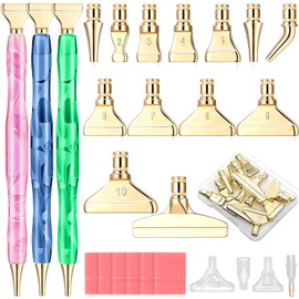 ZYNERY 40 PCS Diamond Painting Pen Kit, 13 PCS Stainless Steel Metal Tips with 3 Resin Diamond Art Pens, 12 Clay, Diamond Painting Accessories Tools for 5D DIY Craft (Gold)