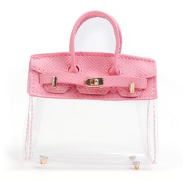 Car Key Case for Women,Key Protector Signal Blocker Pouch,Mini Creative Transparent Handbag for Car Keys,Waterproof Car Key Wallet with Handle,Cute Leather Handbag Pendant for Gir Car Gift (Pink)