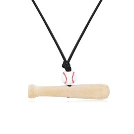 Catuni Baseball Necklace Baseball Bat Necklace Wooden Bat Pendant Women Men Sport Team Gift Baseball Gift Jewelry