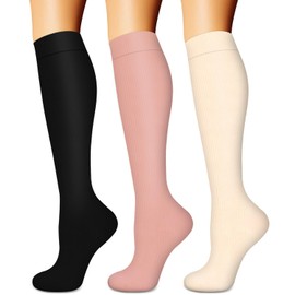 Compression Socks for Women & Men (3 pairs) - Better Blood Flow, Nurses-Best Support for Running, Hiking, Recovery(Large/X-Large,Assorted11)