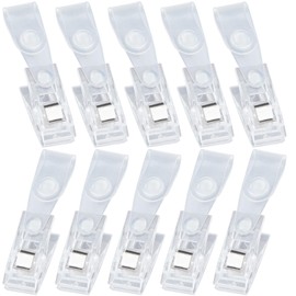 VARMDUKKE 10PCS Garden Flag Clips, Plastic Anti-Wind Flag Stoppers, Clear Yard Flag Holder Stoppers, Mini Flag Clamps for Wedding, Party, Accessories for Small Yard Flags Poles