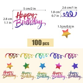 100 Pcs Colorful Happy Birthday Confetti Multicolor Table Confetti Rainbow Party Decorations Table Decor