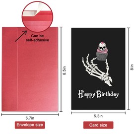 SuperShunhu Spooky Birthday Card, Happy Birthday Cupcake Skeleton Gothic Card, Horror Birthday Gifts for Friends Family