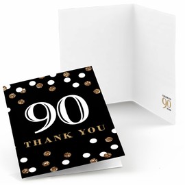 Adult 90th Birthday - Gold - Birthday Party Thank You Cards (8 count)