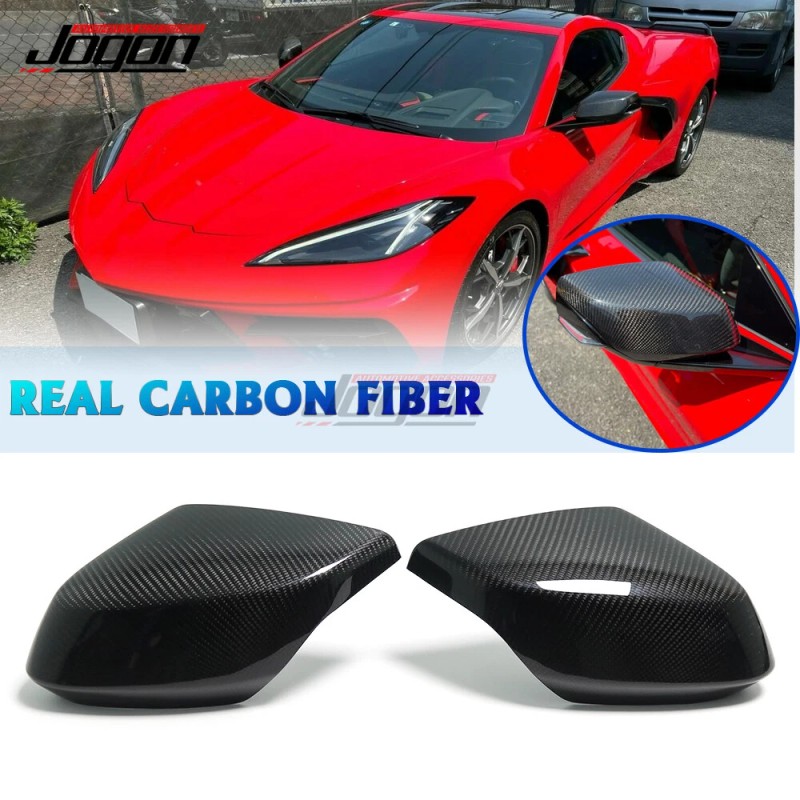 JOGON Carbon Fiber Side Rearview Mirror Cover Caps For Corvette