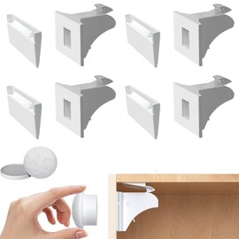 ZEPIQOR Baby Safety Magnetic Cabinet Lock, 4 Locks with 1 Key, Child Safety Cabinet, Invisible Child Lock for Cupboard and Drawers, No Drilling or Screws