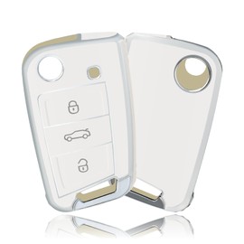 OFFCURVE Car Key Case Key Cover Key Case Car Key Protective Cover TPU Key Shell 3 Buttons for VW Volkswagen Golf 7 Variant Polo Tiguan Seat Leon Cupra Skoda Octavia Superb