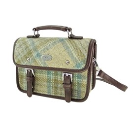 Glen Appin Harris Tweed Bervie Mini Satchel Bag With Adjustable & Removable Shoulder Strap (Beige Stewart)