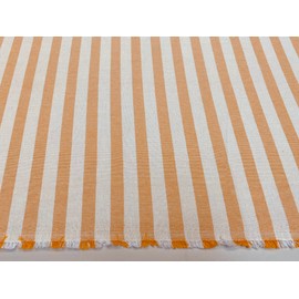 Linen Look White Stripes Culla Fabric Furnishing Curtain Upholstery Dressmaking Cotton Material 140cm Wide Canvas (Yellow Mustard, 1 Metre)