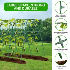 TOCCYARD Cucumber Trellis for Raised Bed, 48x48inch U-Shape Garden Trellis for Climbing Plants Outdoor, Metal Arch Trellis for Vegetables, Plant Support for Tomato, Pea, Zucchini, Squash