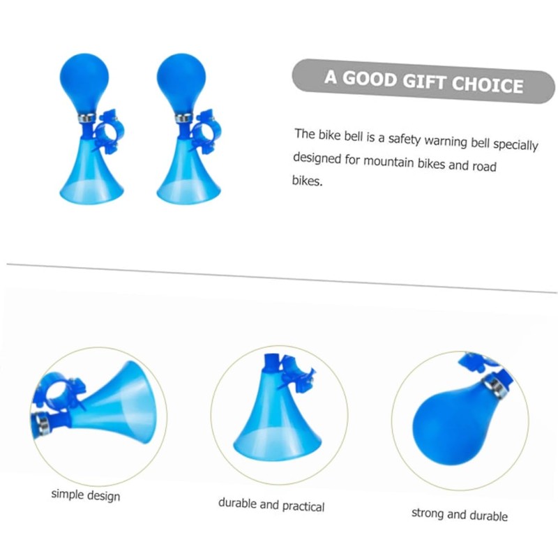 Kids Bicycle Horn, Air Squeeze Snail Design, 2-Pack, Handlebar Bell