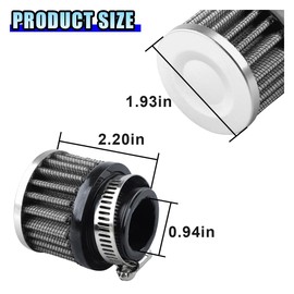 DUSCOKE 1" Car Air Intake Filter, 25mm Auto Crankcase Cold Air Filter Cleaner with Adjustable Clamp, Universal Vent Valve Cover Breather for Car, Motorcycle (Silver)