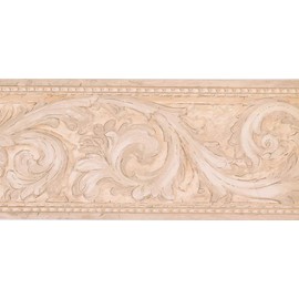 CONCORD WALLCOVERINGS ™ Prepasted Wallpaper Border Classic Retro Vintage Natural Pattern, Color Beige Size 9 Inch by 15 Ft Kitchen Living Room DW5147B