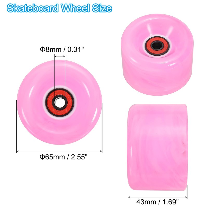PATIKIL Roller Skate Wheelset 4pcs 65mm 78A Light Up Skateboard