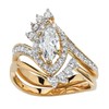 PalmBeach Yellow Gold-Plated Marquise Cut Cubic Zirconia Bridal Ring Set