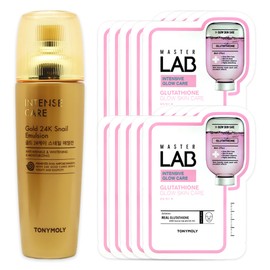 Tony Moly Intense Care Gold 24K Snail Emulsion + Master Lab Glutathione Mask Sheet 10 sheets free / 토니모리 인텐스 케어 골드 24K 스네일 에멀전+마스터랩 글루타치온 마스크시트 10매 증정