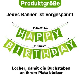 jijAcraft Green Happy Birthday Banner, Pre-Strung Birthday Party Banner, Happy Birthday Sign, Birthday Hanging Decoration for Kids, Boys, Girls, Birthday Party Supplies (Green)