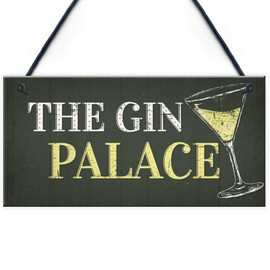 RED OCEAN Gin Palace Sign Garden Shed Man Cave Home Bar Pub Plaque Funny Friendship Gifts For Her