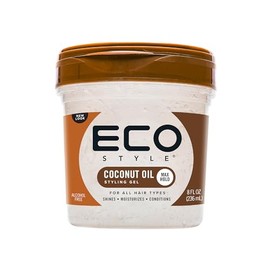 Eco Style Coconut Oil Styling Gel - Adds Luster and Moisturizes Hair - Weightless Styling and Superior Hold - Prevents Breakage and Split Ends - Promotes Scalp Health - Ideal for all Hair - 8 oz