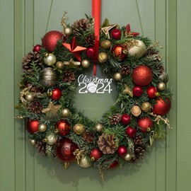 Christmas Ornament 2024 Ornaments for Christmas Tree Decorations, Dated Ornaments 2024 Keepsake Yearly Christmas 0rnaments 2024 Metal Hanging Ornaments for Xmas Wreath Decor Holiday Party Supplies