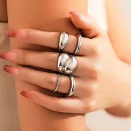 Chunky Gold Rings for Women Non Tarnish Stackable Rings Set Minimalist Chunky Thumb Rings Statement Knuckle Rings Thick Gold Dome Rings for Teen Girls Chunky Rings Jewelry Birthday Gifts