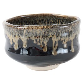 Mino ware Japanese Pottery Tea Ceremony Matcha Bowl made in japan (Japan Import) YHT006 (Black & Gold)
