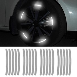 SUNBREATH Night Reflective Shining Car Wheel Safety Warning Stripe Decals Stickers Car Motorcycle Bike Wheel Stickers Decoration Universal 20PCS White