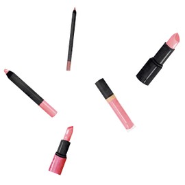 Lip Kit, Lipstick and Lip Balm for Women Art Design Wall Decoration - Beauty Make Up Kit Artwork Vinyl Wall Decal - Creative Makeup Tools for Hairdresser Wall Decor - 20" x 19"