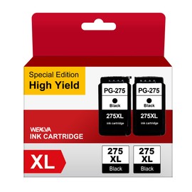 275XL Black Ink Cartridge High Yield Replacement for Canon 275 Black Ink PG-275 Black 275XL 275 XL Compatible with Canon TS3500 TS3520 TS3522 TR4720 TR4722 Printers (2 Black)
