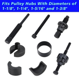 Lqito Power Steering Pump Pulley Removal Tool Power Steering Pulley Puller Installer Tool Set Compatible with Ford GM VW and Chrysler Blue