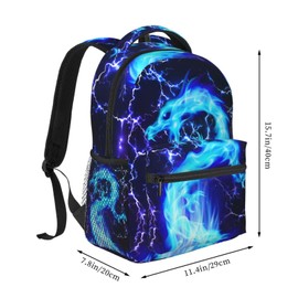 Blue Dragon Backpack Cool Lighting Bookbag for Kids Teen Girls Boys Back to School Gifts for 2nd 3rd 4th 5th 6th Grade