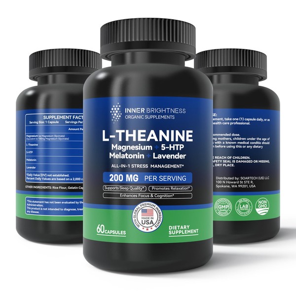 Inner Brightness L-Theanine, L Theanine 200mg, Magnesium, 5-HTP & Melatonin