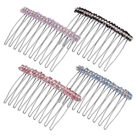 Bartthysn 8 Pieces Rhinestone Side Hair Combs for Bangs Crystal Hair Clips Hair Comb Bridal Jewelry Decorative Hairpins French Hair Accessories Elegant Gift for Women and Girls (4 color)