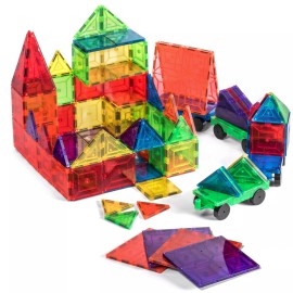 Jack & Roo 104-Piece Magnetic Tiles with Storage Case!  Compatible w Magna Tiles