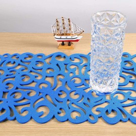 Placemat Place Mat 7 Colours Rectangular Felt Tablecloth Runner Placemats Household Decorations New (Blue Lake)