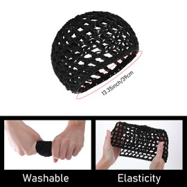 Heclia Crochet Hair Net for Thick Long Netted Hair Caps Mesh for Sleeping Hairs Wrap Wig Cap Elastic Crochet Snood for Sleeping, Anti-Frizz Hairs Cover Hairnet Snoods Cover Ornament 2PCS Black & White