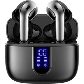 TAGRY Auriculares Bluetooth Verdaderamente Inalámbricos Auriculares 60H Reproducción Pantalla LED de Energía Audífonos con Estuche de Carga Inalámbric