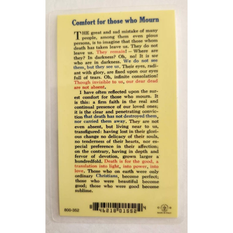 Comfort for those who Mourn - Laminated Holy Cards