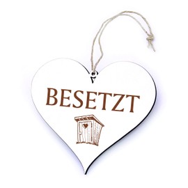 Dekolando Home Accessories Heart Lettering "Besetzt - Plumpsklo" Pendant Toilet Sign Door Sign 13 x 12 cm