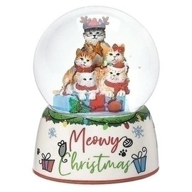 Roman Cat Christmas 100MM Dome in Tree Pile Windup Musical