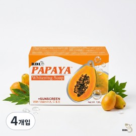 RDL Papaya Soap Whitening Whitening Genuine Philippines, 4 packs, 135g / RDL 파파야 비누 미백 화이트닝 필리핀 정품, 4개입, 135g