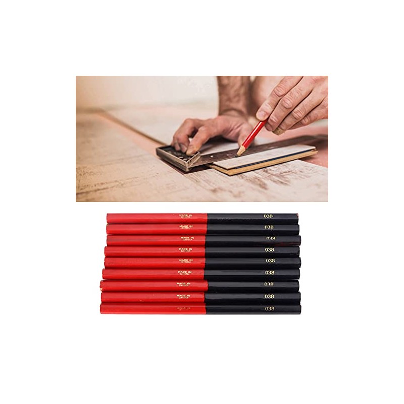 Double-headed red/blue round wire carpenter's pencils, woodworking construction pencils for