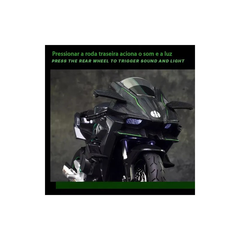 Xopexld Kawasaki H2r Miniatura Moto Metal Con Luz Y Sonido