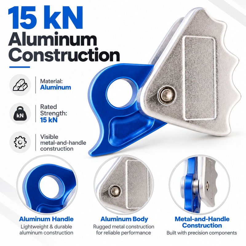 15kN Aluminum Rope Grab for Climbing Use – Adjustable Rope