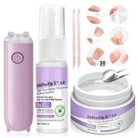 Solid Nail Glue Gel & Nail Glue Remover Kit - U V Light for Nails, Complete Nails Tools for Press Ons, Strong Gel Nail Glue Handheld Gel X Lamp Manicure Brown Cutics - Color: Pink