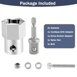 Upgraded Stainless Steel Top Wind Trailer Jack Crank Handle Cordless Drill Adapter with a 1/2 Inch Socket Adapter Bit, Heavy Duty Trailer Jack Drill Adapter for 1" Drive On Trailer Jack