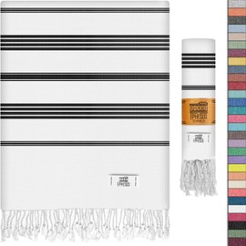 EPHESUS TOWELS Turkish Beach Towel - 38x70 inch Oversized - Sultan Design - Turkish Towel for Beach, Bath, Pool, Gym, Yoga - Prewashed, Lightweight, Quick Dry (White)