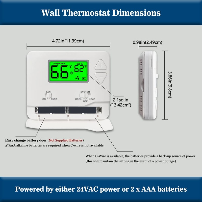 Non-Programmable Thermostats for Home Conventional Single-Stage Systems, up to 1